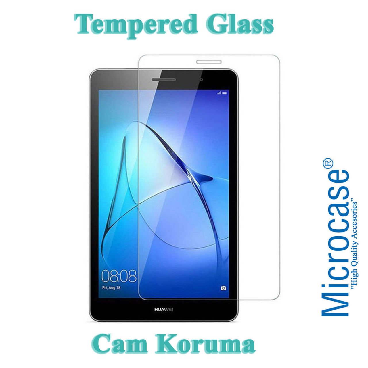 Microcase Huawei Mediapad T3 BG2-U01 7 inch 3G içindir Tempered Glass Cam Koruma (WiFi uymaz)