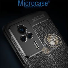 Microcase Xiaomi Redmi K60E Leather Serisi Deri Efekt Silikon Kılıf - Siyah AL3337