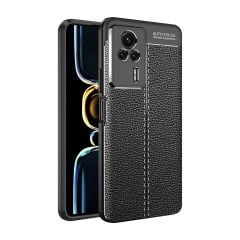 Microcase Xiaomi Redmi K60E Leather Serisi Deri Efekt Silikon Kılıf - Siyah AL3337