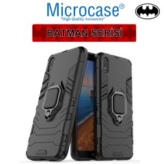 Microcase Xiaomi Redmi 7A Batman Serisi Yüzük Standlı Armor Kılıf + Tempered Glass Cam Koruma (SEÇENEKLİ)