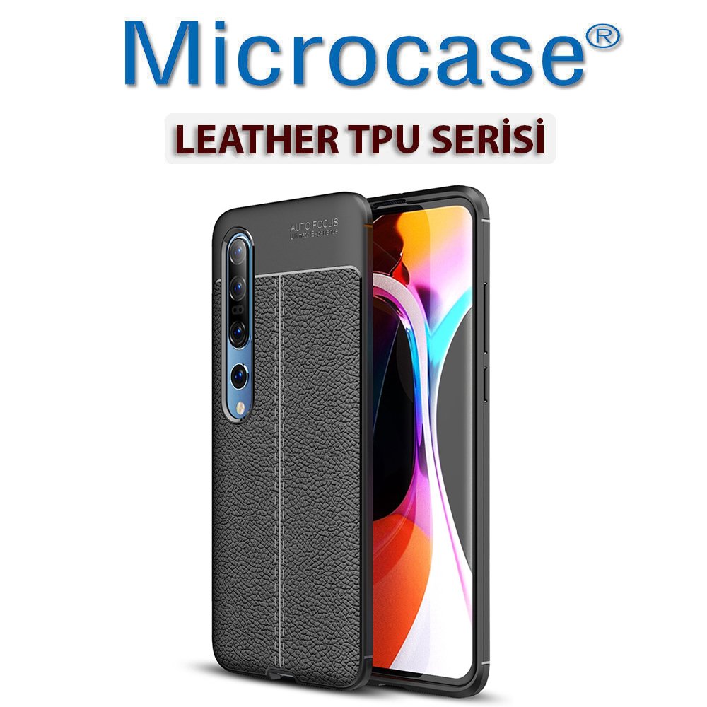 Microcase Xiaomi Mi 10 Leather Tpu Silikon Kılıf - Siyah