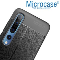 Microcase Xiaomi Mi 10 Leather Tpu Silikon Kılıf - Siyah