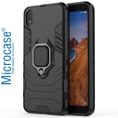 Microcase Xiaomi Redmi 7A Batman Serisi Yüzük Standlı Armor Kılıf + Tempered Glass Cam Koruma (SEÇENEKLİ)