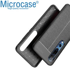 Microcase Xiaomi Mi 10 Leather Tpu Silikon Kılıf - Siyah