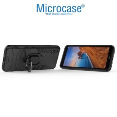 Microcase Xiaomi Redmi 7A Batman Serisi Yüzük Standlı Armor Kılıf + Tempered Glass Cam Koruma (SEÇENEKLİ)