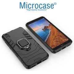 Microcase Xiaomi Redmi 7A Batman Serisi Yüzük Standlı Armor Kılıf + Tempered Glass Cam Koruma (SEÇENEKLİ)
