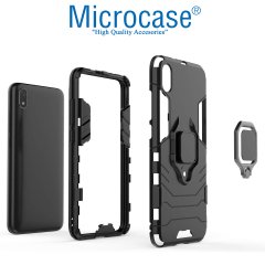 Microcase Xiaomi Redmi 7A Batman Serisi Yüzük Standlı Armor Kılıf + Tempered Glass Cam Koruma (SEÇENEKLİ)