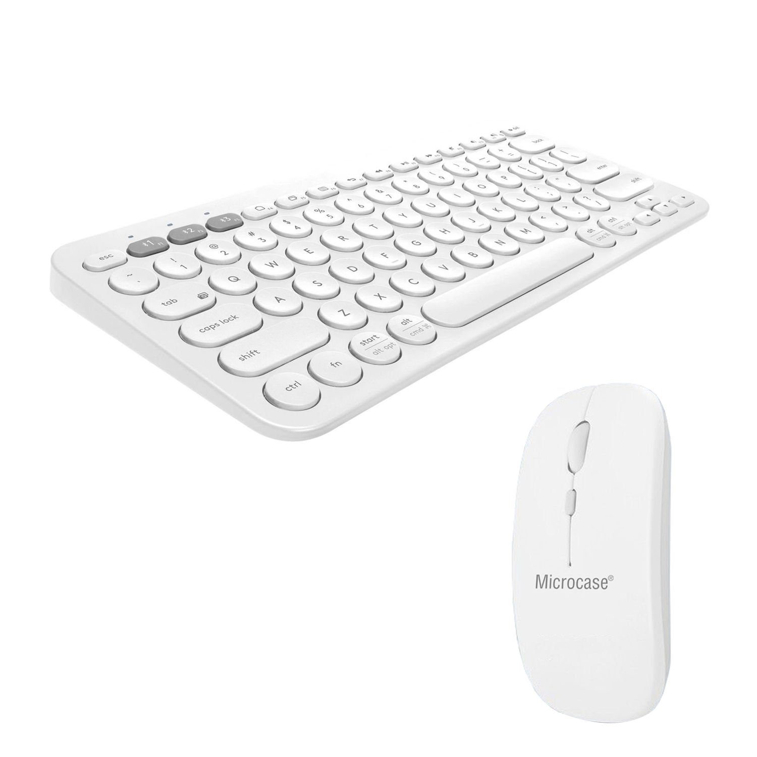 Microcase 2in1 Yuvarlak Tuşlu Bluetooth Kablosuz Klavye 800-1200-1600 DPI Bluetooth Kablosuz Mouse AL4812
