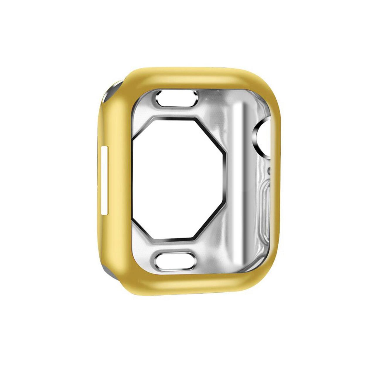 Microcase Apple Watch 7 45 mm Önü Açık Parlak Silikon Kılıf - Gold