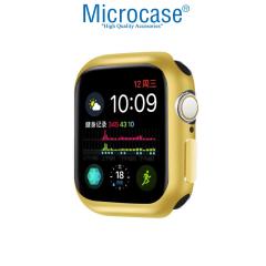 Microcase Apple Watch 7 45 mm Önü Açık Parlak Silikon Kılıf - Gold