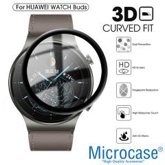 Microcase Huawei Watch Buds Tam Kaplayan Kavisli Ekran Koruyucu 3D Pet Film - Siyah AL3385