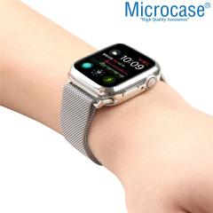 Microcase Apple Watch 7 45 mm Önü Açık Parlak Silikon Kılıf - Gümüş
