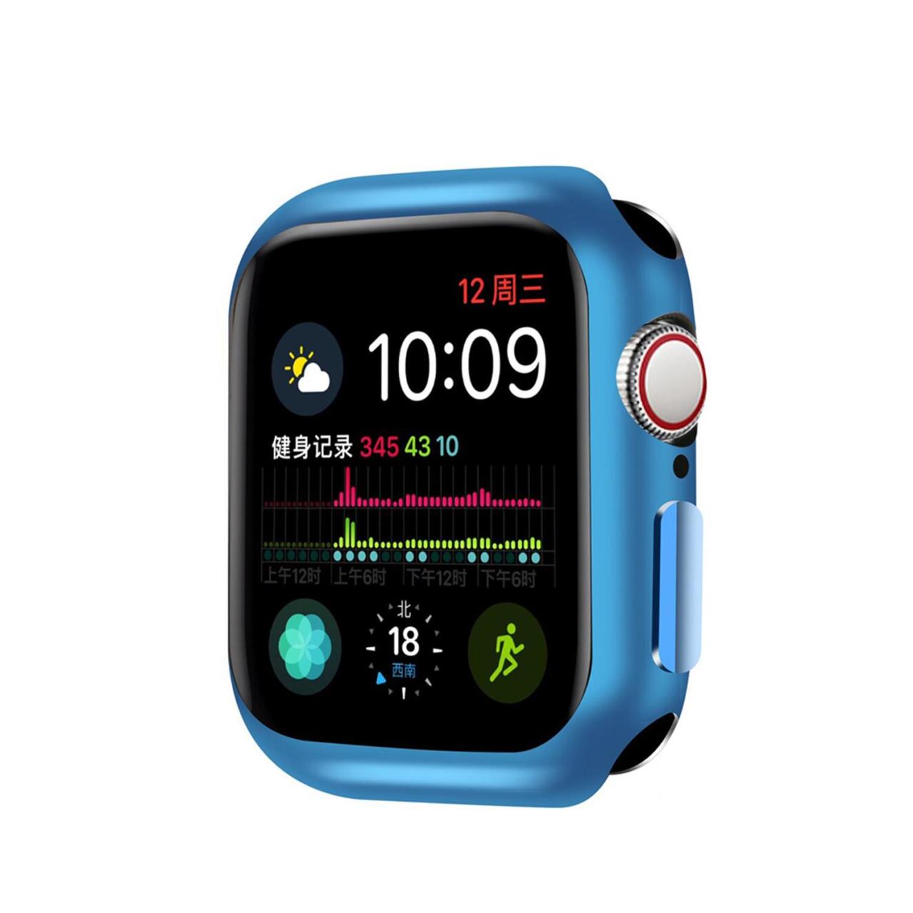 Microcase Apple Watch 7 45 mm Önü Açık Parlak Silikon Kılıf - Mavi