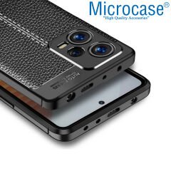 Microcase Xiaomi Poco X5 Leather Serisi Deri Efekt Silikon Kılıf - Siyah AL3337