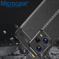 Microcase Xiaomi Poco X5 Leather Serisi Deri Efekt Silikon Kılıf - Siyah AL3337