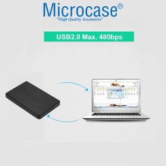 Microcase Taşınabilir Yüksek Hızlı USB 2.0 SATA 2.5 inch Harici Harddisk Kutusu - AL3512