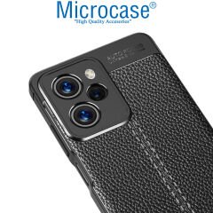 Microcase Xiaomi Poco X5 Pro Leather Serisi Deri Efekt Silikon Kılıf - Siyah AL3337