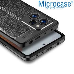 Microcase Xiaomi Poco X5 Pro Leather Serisi Deri Efekt Silikon Kılıf - Siyah AL3337