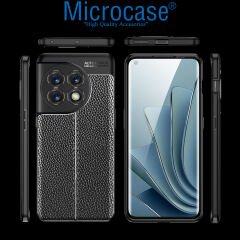 Microcase OnePlus Ace 2 / OnePlus 11R Leather Serisi Deri Efekt Silikon Kılıf - Siyah AL3337