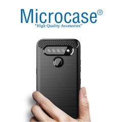 LG K41S Brushed Carbon Fiber Silikon Kılıf - Siyah