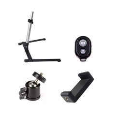 Microcase 4in1 Ürün Çekim Standı Tripod + Bluetooth Kumanda + Telefon Tutucu Başlık + 360 Döner Başlık Adaptör - AL4811