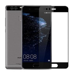 Huawei P10 Tam Kaplayan Çerçeveli Tempered Cam - Siyah