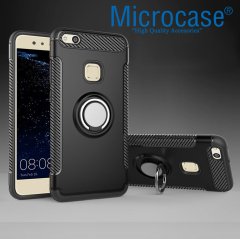 Huawei P10 Lite Yüzük Standlı Armor Kılıf + Manyetik Araç Tutucu