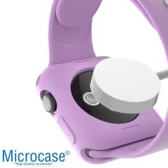 Microcase Apple Watch 7 41 mm Önü Açık Mat Silikon Kılıf - Eflatun