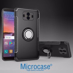 Mate 10 Yüzük standlı Armor Silikon Kılıf+Manyetik Araç Tutucu