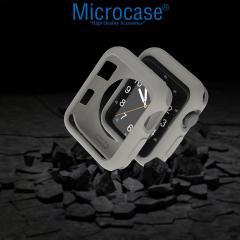 Microcase Apple Watch 7 41 mm Önü Açık Mat Silikon Kılıf - Gri