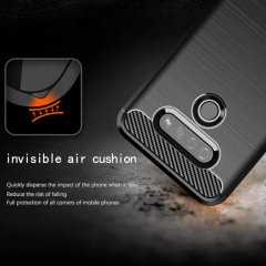 LG K51S Brushed Carbon Fiber Silikon Kılıf - Siyah