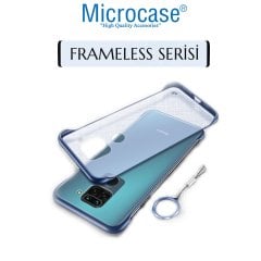 Microcase Xiaomi Redmi Note 9 Frameless Serisi Sert Rubber Kılıf - Mavi+Tempered Glass Cam Koruma