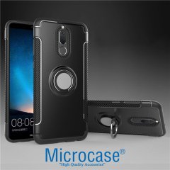 Mate 10 Lite Yüzük standlı Armor Slikon Kılıf+Manyetik Araç Tutuc