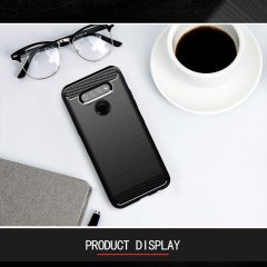 LG K51S Brushed Carbon Fiber Silikon Kılıf - Siyah