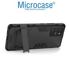 Microcase Samsung Galaxy S10 Lite - Galaxy A91 Alfa Serisi Armor Standlı Perfect Koruma Kılıf - Siyah
