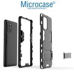 Microcase Samsung Galaxy S10 Lite - Galaxy A91 Alfa Serisi Armor Standlı Perfect Koruma Kılıf - Siyah