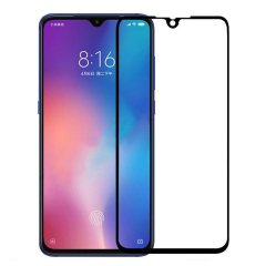 Xiaomi Mi 9 Tam Kaplayan Çerçeveli Tempered Cam - Siyah