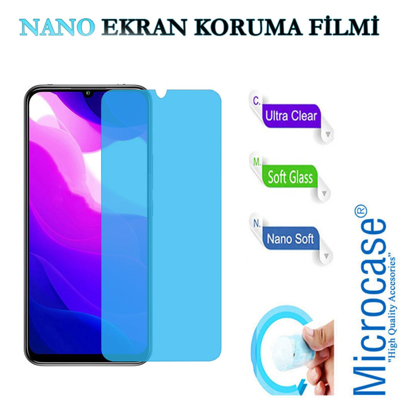 Microcase Xiaomi Mi 10 Lite - Mi 10 Youth Nano Esnek Ekran Koruma Filmi