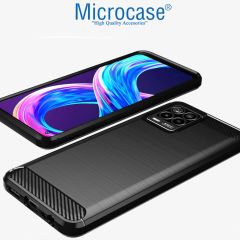 Microcase Realme 8 Pro Brushed Carbon Fiber Silikon Kılıf - Siyah