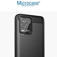 Microcase Realme 8 Pro Brushed Carbon Fiber Silikon Kılıf - Siyah