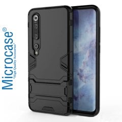 Microcase Xiaomi Mi 10  Alfa Serisi Armor Standlı Perfect Koruma Kılıf - Siyah