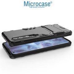 Microcase Xiaomi Mi 10  Alfa Serisi Armor Standlı Perfect Koruma Kılıf - Siyah