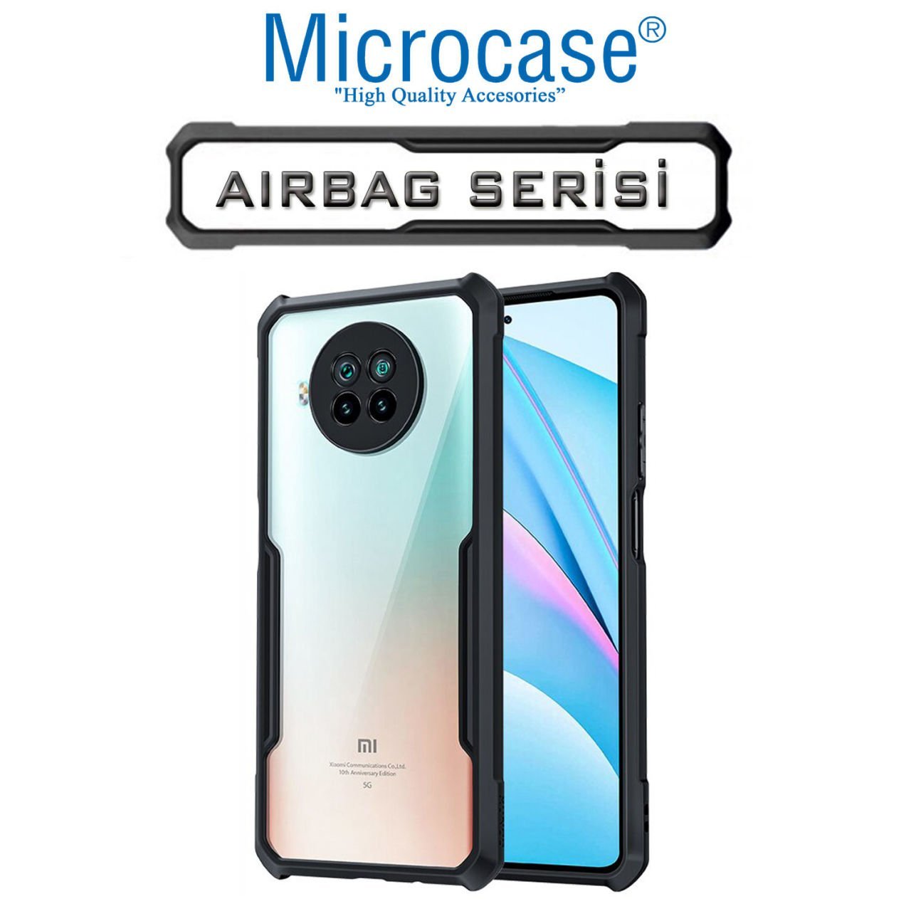 Microcase Xiaomi Redmi Note 9 Pro 5G Airbag Serisi Darbeye Dayanıklı Köşe Korumalı Kılıf