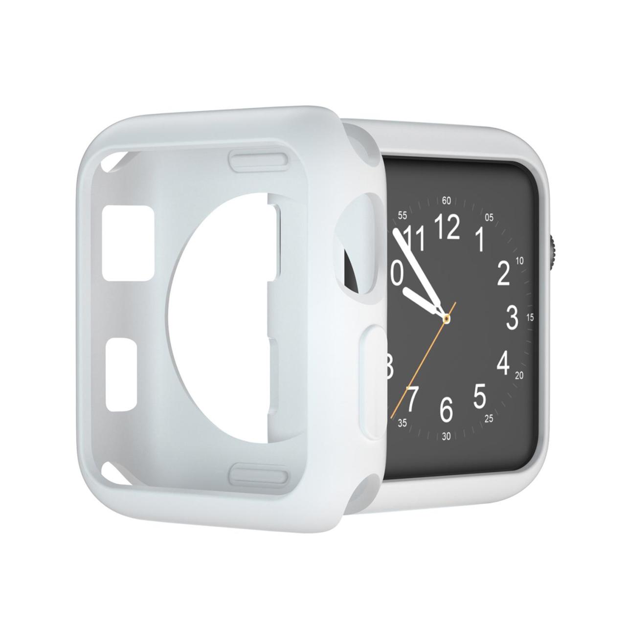 Microcase Apple Watch 7 45 mm Önü Açık Mat Silikon Kılıf - Beyaz