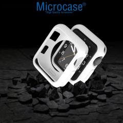 Microcase Apple Watch 7 45 mm Önü Açık Mat Silikon Kılıf - Beyaz