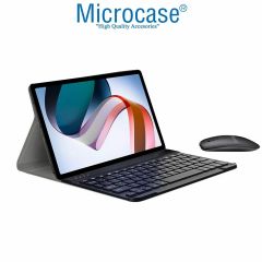 Microcase Samsung Galaxy Tab S9 FE Plus X610 12.4 inch Tablet Bluetooth Klavye ve Mouse + Standlı Kılıf - BKK6