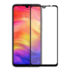 Xiaomi Redmi Note 7 Tam Kaplayan Çerçeveli Tempered Cam - Siyah