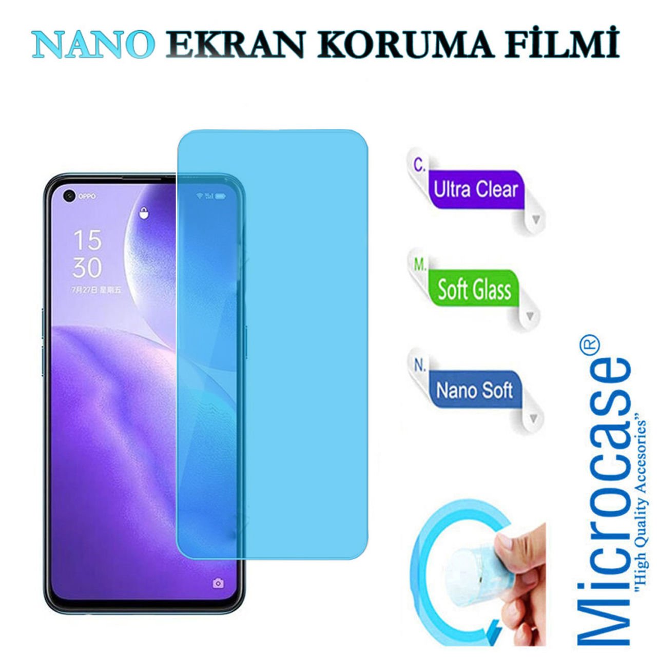 Microcase Oppo Reno 5 Pro 5G Nano Esnek Ekran Koruma Filmi