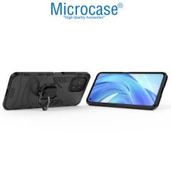 Microcase Xiaomi Mi 11 Lite - Mi 11 Youth Batman Serisi Yüzük Standlı Armor Kılıf - Siyah