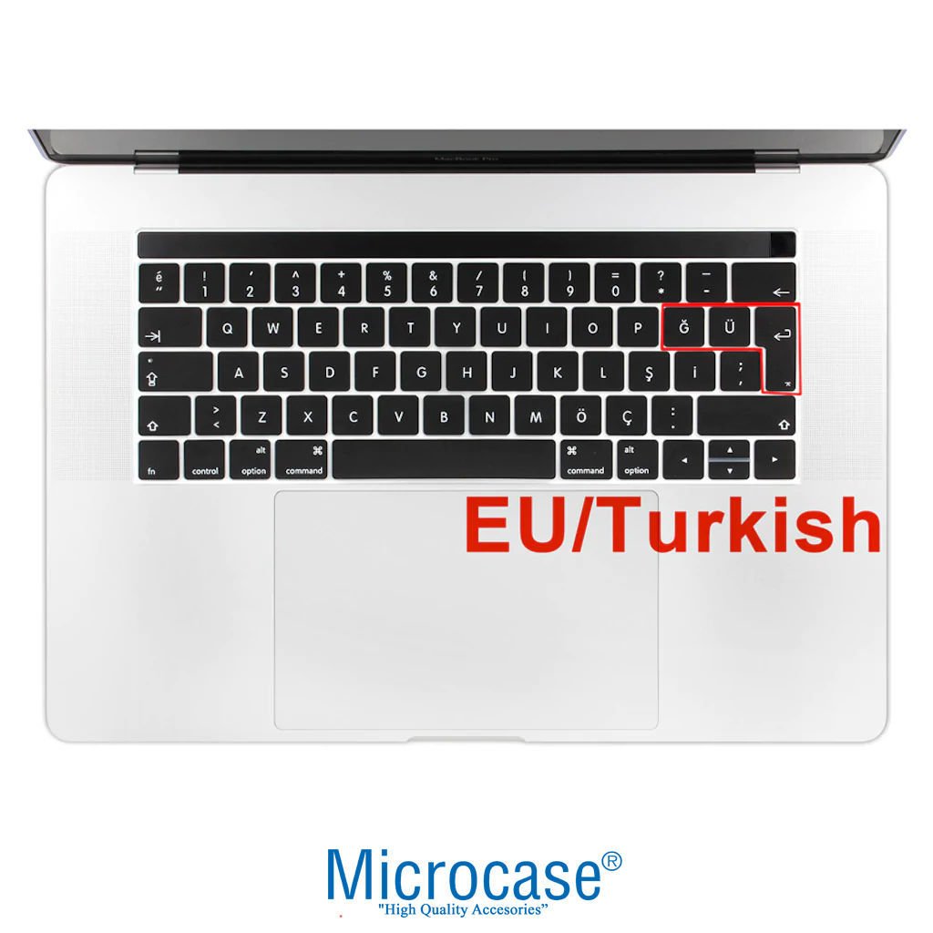 Microcase Macbook Pro 15.4 Silikon Klavye Koruma EU Türkçe Siyah